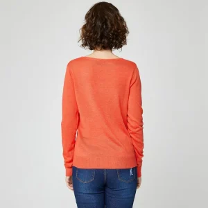 Nouveau 🛒 IN EXTENSO Pull Col V Orange Femme 🧨 à prix très bas 7