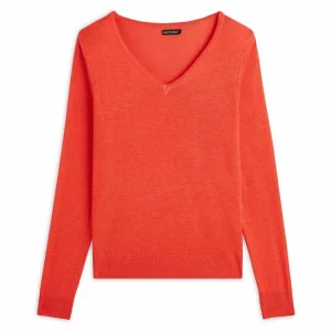 Nouveau 🛒 IN EXTENSO Pull Col V Orange Femme 🧨 à prix très bas 9