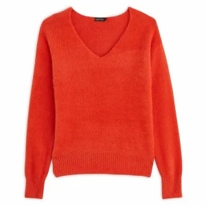 Les meilleures critiques de 🥰 IN EXTENSO Pull En Maille Poilue Col V Orange Femme 🧨 grande promotion 9