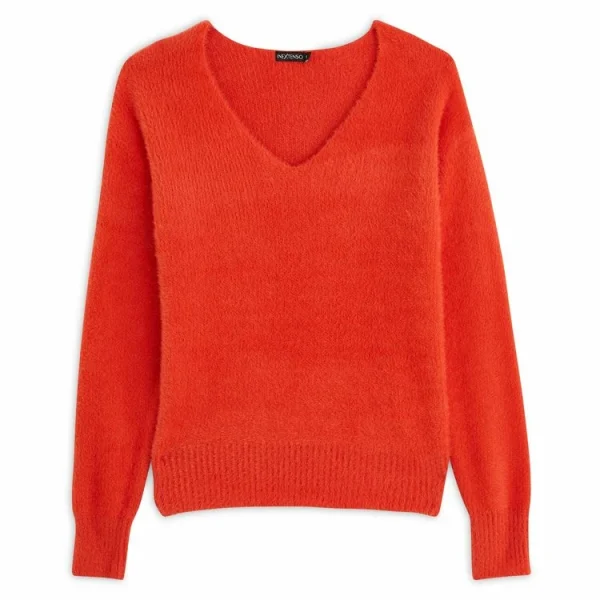 Les meilleures critiques de 🥰 IN EXTENSO Pull En Maille Poilue Col V Orange Femme 🧨 grande promotion 4