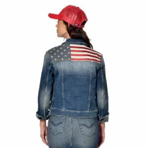 Les meilleures critiques de ✨ VONDUTCH Veste Denim Femme écussons Et Drapeau USA Brodé Au Dos Tracy 🛒 Couleurs variées 7