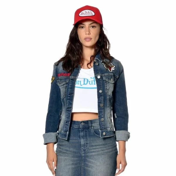 Les meilleures critiques de ✨ VONDUTCH Veste Denim Femme écussons Et Drapeau USA Brodé Au Dos Tracy 🛒 Couleurs variées 4