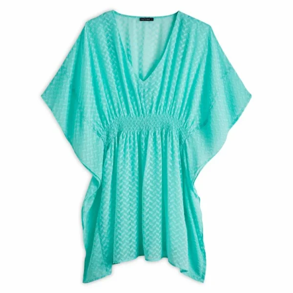 boutique pas cher Top 10 🛒 IN EXTENSO Tunique De Plage Tissée Avec élastique Turquoise Femme 🔥 1