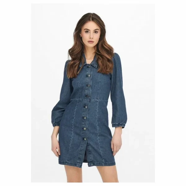 De gros ⭐ Kebello Robe En Jean Manches BouffantesFemme 🎁 soldes pas cher 1