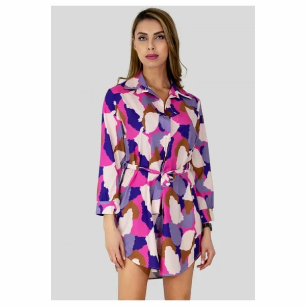 Coupon 👍 Kebello Robe Chemise à Ceinture Taille : Femme ⌛ solde en ligne 3