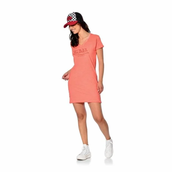 Meilleur Service Budget ⭐ VONDUTCH Robe Col V Fendue Sur Côtés Effet Usé Logo Strass Alogo 😉 4