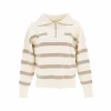 Promo 😍 Vero Moda Sweat Demi Zip Camioneur Vero Moda Vmsaba Stripe Ls Highneck Blouse Ga Noos Beige 12-10 👍 Meilleur Prix Garanti 13