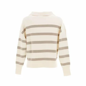 Promo 😍 Vero Moda Sweat Demi Zip Camioneur Vero Moda Vmsaba Stripe Ls Highneck Blouse Ga Noos Beige 12-10 👍 Meilleur Prix Garanti 7